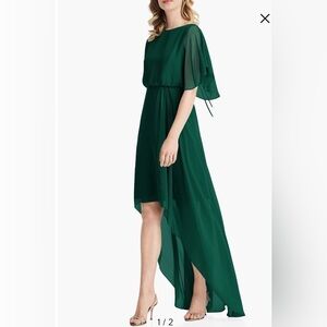 NWOT Jenny Packham Flutter Sleeve High/Low Chiffon Gown